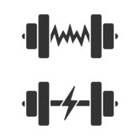 Dumbbell with electric thunder symbol icon simple silhouette flat style. vector