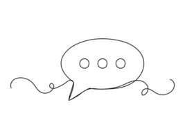 Speech bubble shape continuous one line art isolated. vector