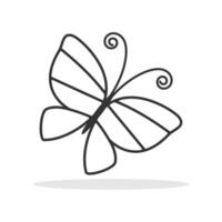 Outline butterfly icon isolated flat style. vector