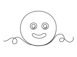 One continuous line art smiling face isolated. vector