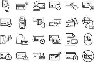 Credit Card and Payment Icons - Line Set for Finance and E-commerce UI vector