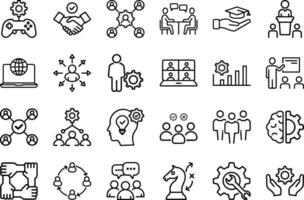 Workshop and Team Collaboration Icons Set - Line Art Illustration vector