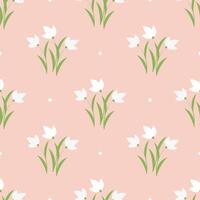 Seamless pattern with snowdrops on a pink background vector