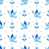 Seamless pattern with pigeons on a white background. Dove of Peace vector
