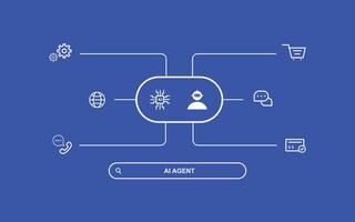 AI Agent Interface Illustration, An illustrative depiction of an artificial intelligence agents operational interface, showcasing interconnected elements. vector