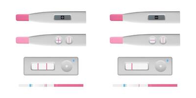 Pregnancy test showing positive and negative results vector