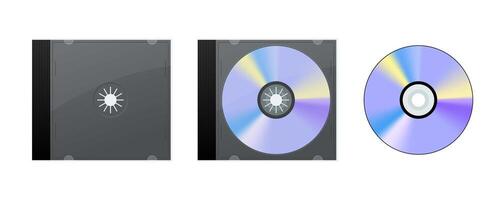 Compact disc in case with cover and without case isolated on white background vector