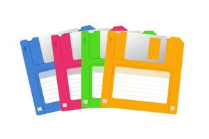Colorful floppy disks forming a nostalgic collection of obsolete technology vector