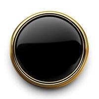 Glossy Black Button Isolated on White Background photo