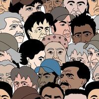 Diverse crowd of people creating a seamless pattern vector