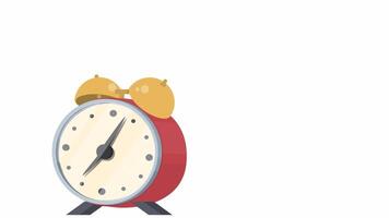 Ringing alarm clock. Animation to stop the clock with your hand, alpha channel. Cartoon. video