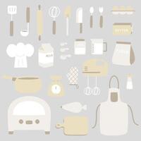 collection set of kitchenware bakery cooking tool element vector