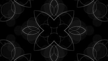 Minimalist black and white kaleidoscopic pattern background. Intricate line art design. This elegant ornate animation is full HD and a seamless loop. video