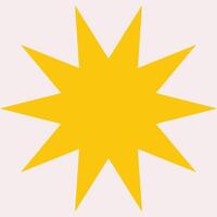 flat illustration with sun as symbol of warmth, light, summer happy vibe. White background and yellow star shines and gives energy with joy. Minimalistic concept, clipart collection vector