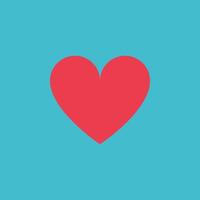 flat illustration with red heart shape as symbol of love, tenderness. Bright background with element about fan feelings like adore and inspiration. Minimalist concept, clipart collection vector