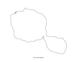 isolated simplified illustration icon with black line silhouette of Tahiti islands map. Part of French Polynesia. White background vector