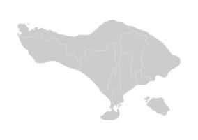 isolated illustration of simplified administrative map of Bali, Indonesian island. Borders of the Regencies, regions. Grey silhouettes. White outline vector