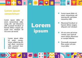flat horizontal booklet A4 size with square abstract icons which are symbols of world basketball championship or cup. Template for ad brochure with copy space, geometrical sport clipart vector