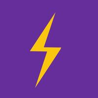 flat illustration with yellow bright lighting flash as symbol electrical energy, power of natural disaster and fast, dynamic dangerous phenomenon. Design element for clipart square collection vector
