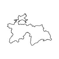isolated simplified illustration icon with black line silhouette of Tajikistan map. White background vector