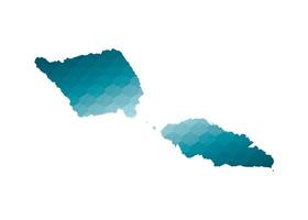 isolated illustration icon with simplified blue silhouette of Samoa map. Polygonal geometric style. White background. vector