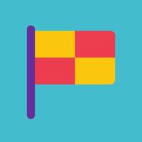flat concept with checkered flag of referee on blue background. Minimalistic illistration with logo of judge flag as symbol of attention and accuracy on sportive competitions. Clipart sport collection vector