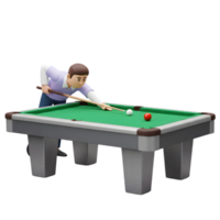 Person playing pool on a green felt table with cue ball and object ball png