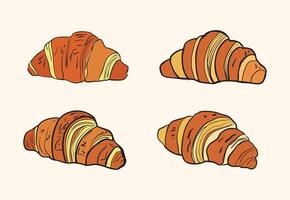 Rustic Croissant Illustration Set vector