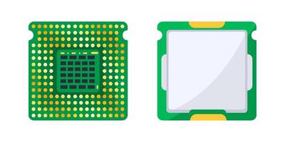 Computer CPU processor chip electronic component showing both top and bottom view vector