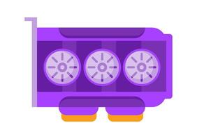 Purple graphics card with three cooling fans is working properly vector
