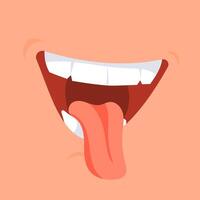 Cartoon open mouth showing tongue and teeth, making a funny face vector