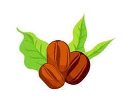 Roasted coffee beans and green leaves are creating a pattern vector