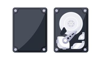 Internal Hard Disk Drive Open and Closed Cases vector