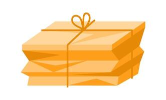 Stack of Cardboard Boxes Tied with String Representing Shipping and Delivery vector
