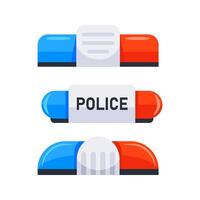 Set of police flasher representing different emergency vehicle lights with blue and red colors and police writing vector