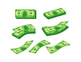Green banknotes flying and falling showing financial concepts like saving, investment and wealth vector