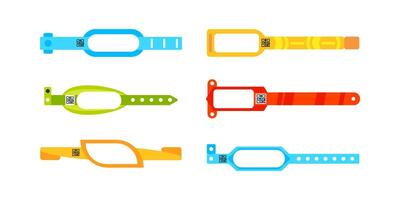 Colorful wristbands showing qr codes for access control vector