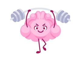 Strong brain lifting weights, demonstrating mental strength and resilience vector