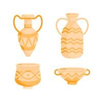 Four ancient vases representing different cultures and traditions are waiting to be discovered vector