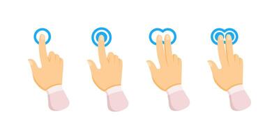 Hands performing touch screen gestures, tapping, clicking and zooming vector