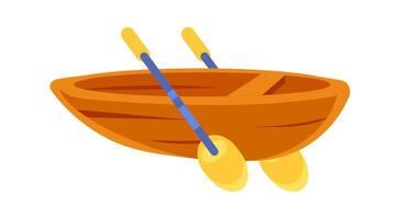 Wooden Rowboat with Oars Floating on White Background vector