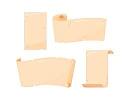 Set of old paper scrolls and sheets representing ancient documents vector