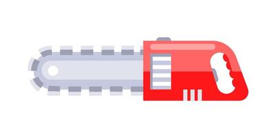 Red chainsaw with sharp chain is ready for cutting wood vector