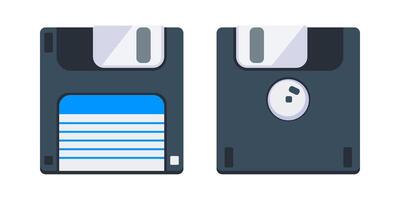 Front and back of a floppy disk, a storage medium used in the past vector