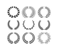 Set of nine circular laurel wreaths, creating a sense of elegance and prestige vector