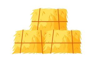 Stack of hay bales creating a pyramid shape isolated on white background vector