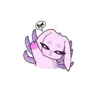 Cute bunny-octopus hybrid character waving goodbye with a sweet expression. Adorable cartoon style illustration with pastel colors, soft shading, and clean lines, isolated on a light background vector