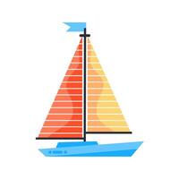 Sailboat with colorful sail sailing on white background vector