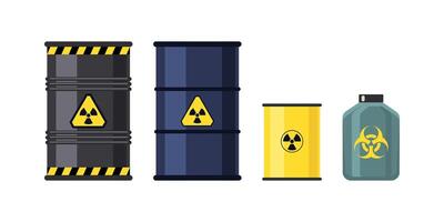 Radioactive waste containers and barrels posing danger to environment vector