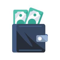 Wallet containing banknotes representing saving and personal finance vector